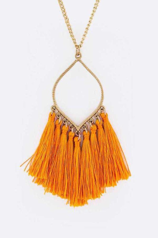 Fringe Tassels Leaf Pendant Necklace