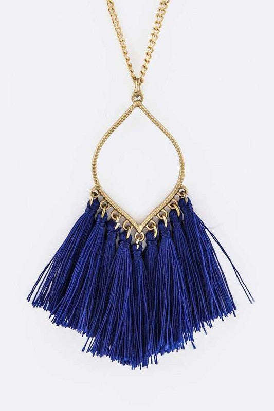 Fringe Tassels Leaf Pendant Necklace