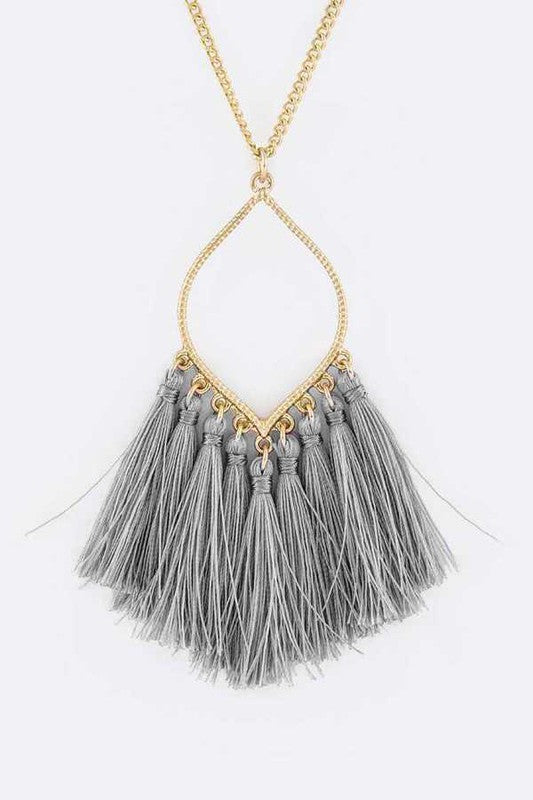 Fringe Tassels Leaf Pendant Necklace