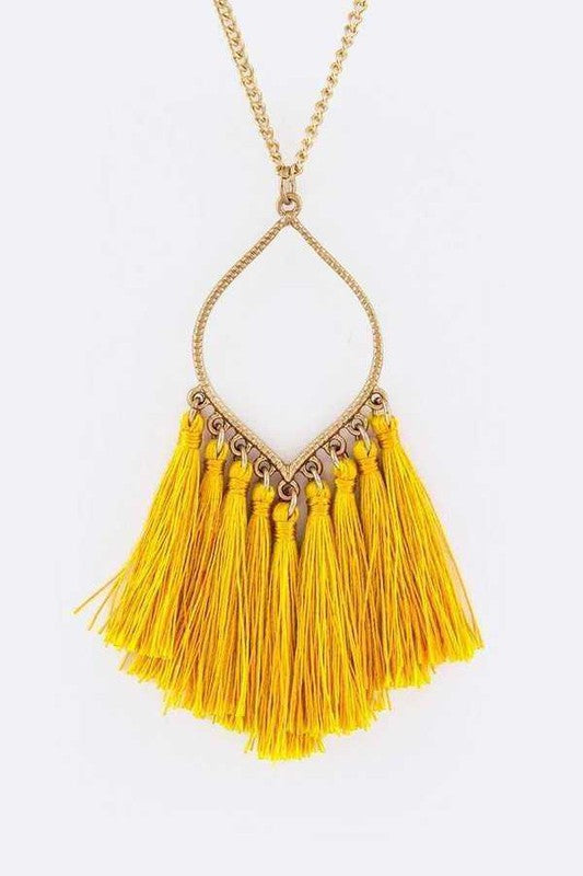 Fringe Tassels Leaf Pendant Necklace