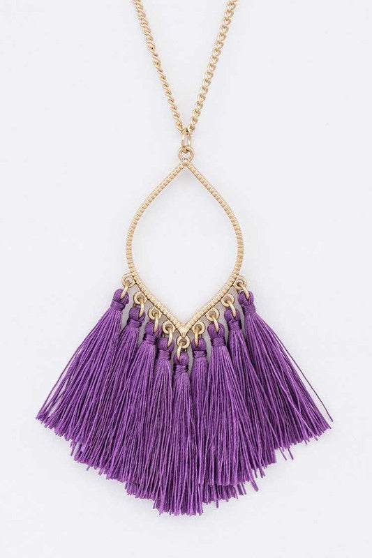 Fringe Tassels Leaf Pendant Necklace