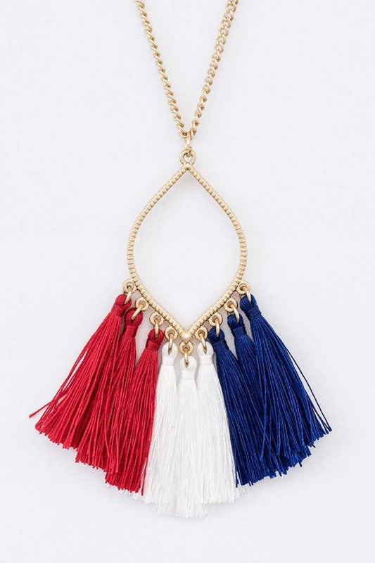 Fringe Tassels Leaf Pendant Necklace