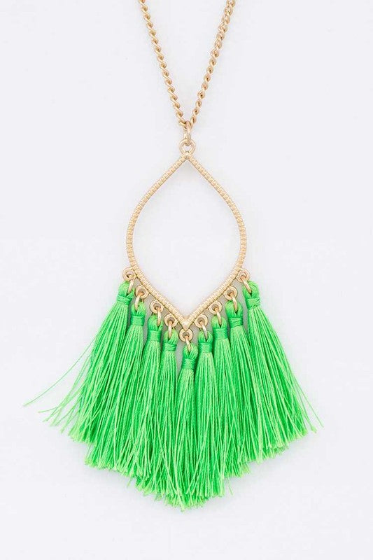 Fringe Tassels Leaf Pendant Necklace