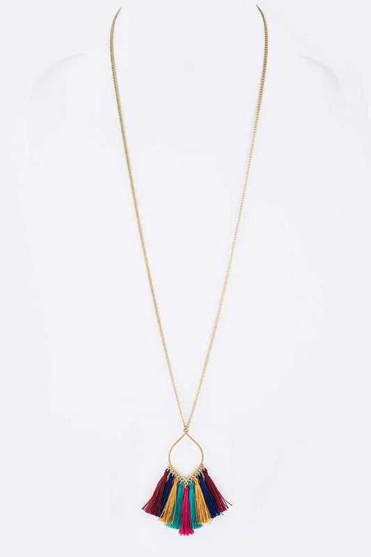 Fringe Tassels Leaf Pendant Necklace
