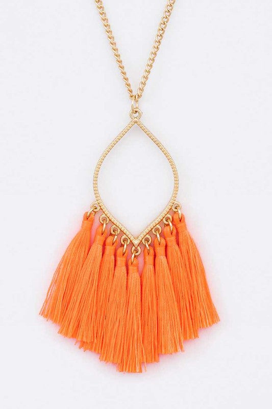 Fringe Tassels Leaf Pendant Necklace