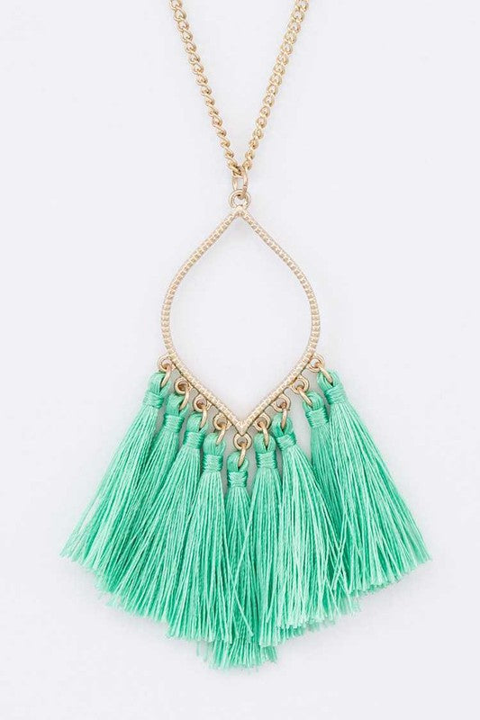 Fringe Tassels Leaf Pendant Necklace