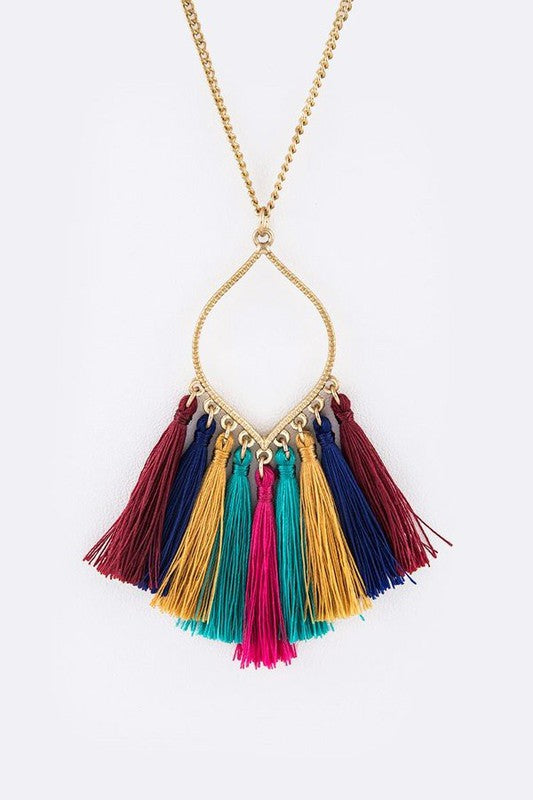Fringe Tassels Leaf Pendant Necklace