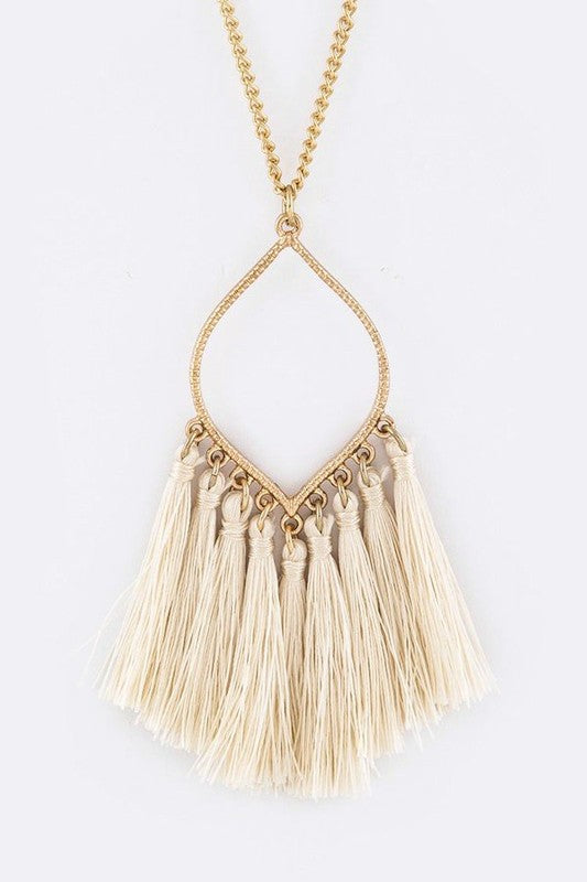 Fringe Tassels Leaf Pendant Necklace