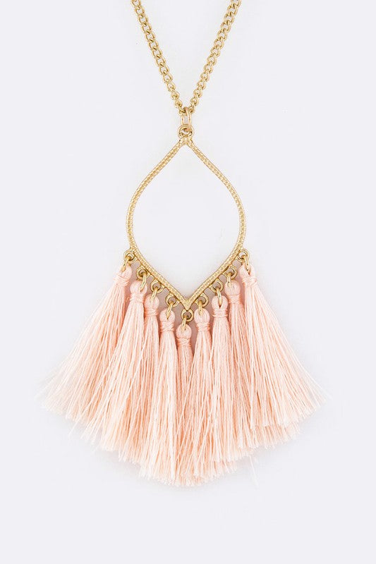 Fringe Tassels Leaf Pendant Necklace