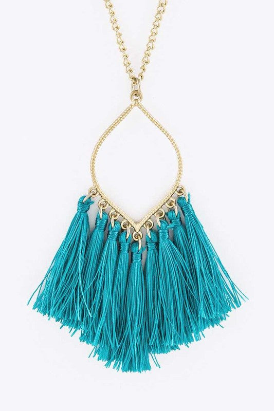 Fringe Tassels Leaf Pendant Necklace