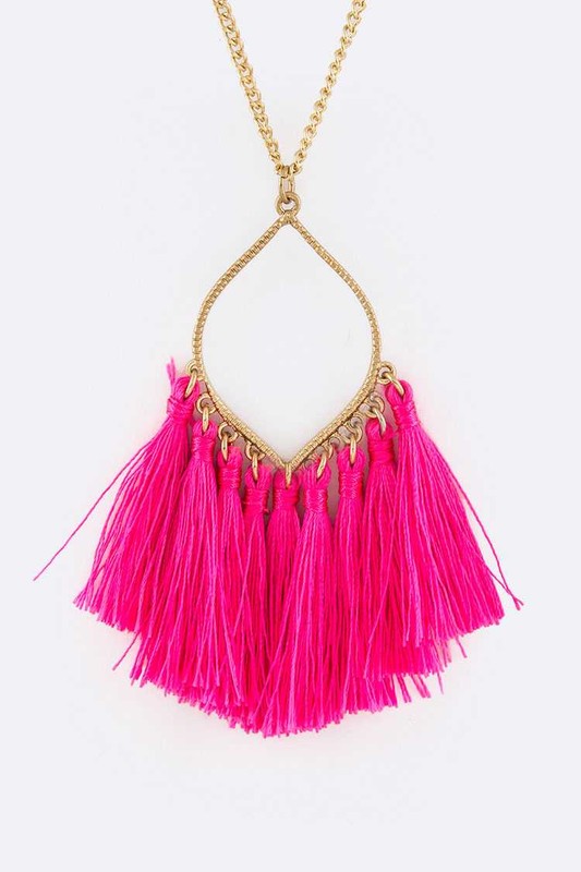 Fringe Tassels Leaf Pendant Necklace