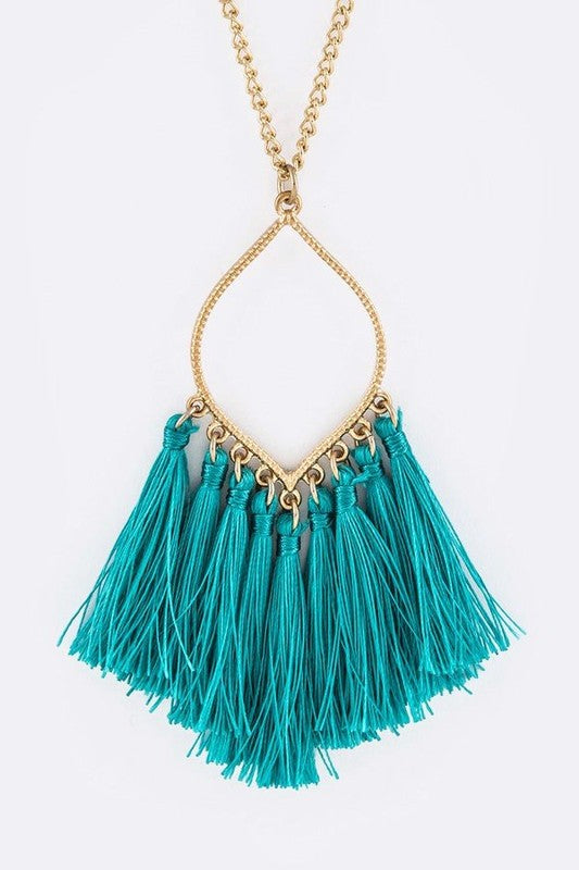 Fringe Tassels Leaf Pendant Necklace