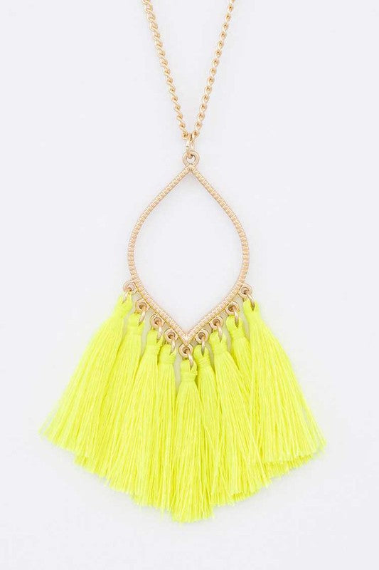 Fringe Tassels Leaf Pendant Necklace