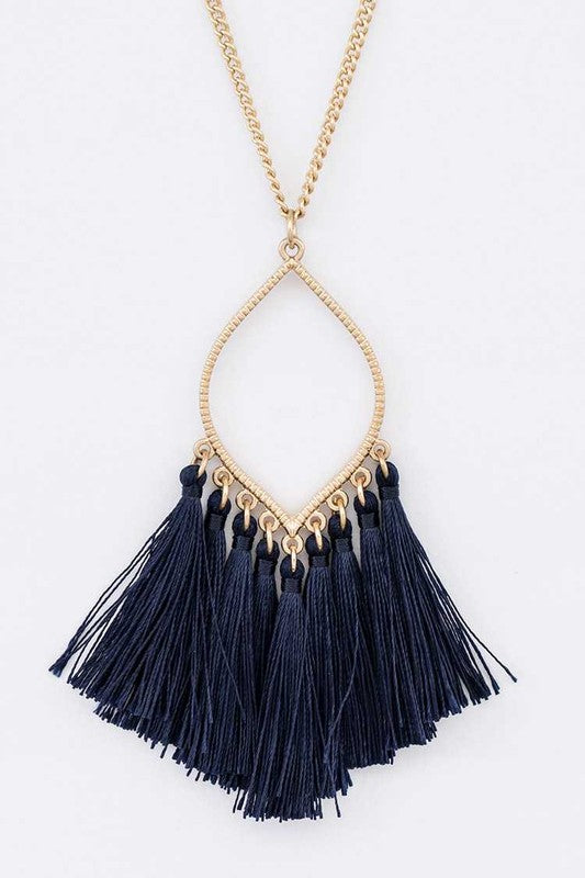Fringe Tassels Leaf Pendant Necklace